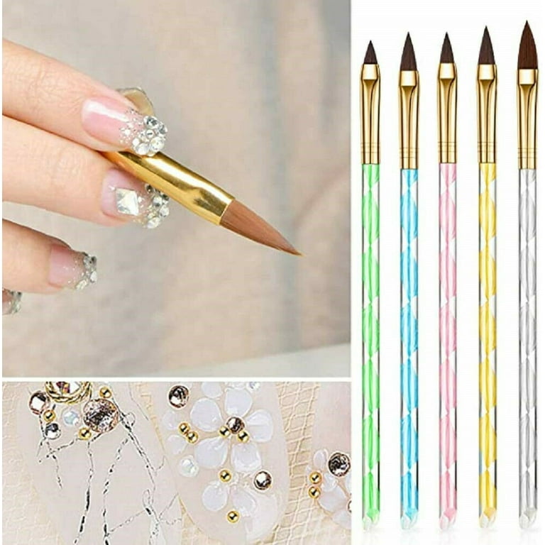 Silicone Manicure Pen Set, 5pcs Wooden Handle Diy Nail Art Tool For  Carving, Painting, Sticking And Applying Mirror Powder