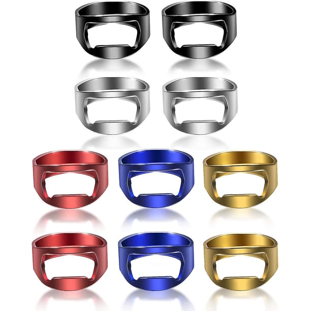 10 Pieces Ring Bottle Opener Stainless Steel Beer Bottle Opener Colorful Finger Bottle Opener For Party Family Gift Supplies