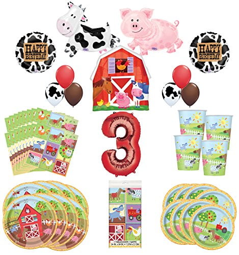 Farm Animal Party Supplies 8 Guests 3rd Birthday Balloon Bouquet
