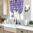 thumbnail image 5 of Purple Plaid Balloon Curtains for Bedroom/Front Door/Bathroom, Modern Art Checkered Farmhouse Tie Up Curtains 63 Inch Length Light Filtering Kitchen Curtains Shades for Windows 46"x63", 5 of 8