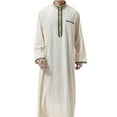 thumbnail image 4 of KIHOUT Clearance Men's and Big Men's Long Sleeve Shirt Standing Neck Pocket Long Shirt Muslim Robe Arab Middle Robe Long Style Embroidered, 4 of 9