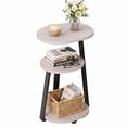 thumbnail image 2 of Biemlerfn 3-Tier Side Table, Small Round End Table with Metal Frame, Sofa Table Nightstand for Living Room, Bedroom, White Maple, 2 of 8