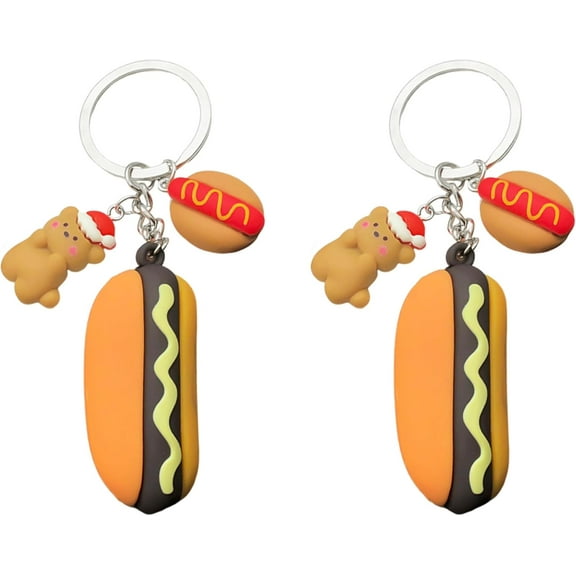 2PCS Hotdog Keychain Bag Charms Keychain Accessories Hotdog Charms Cute Stuff Small Gift for gilr women