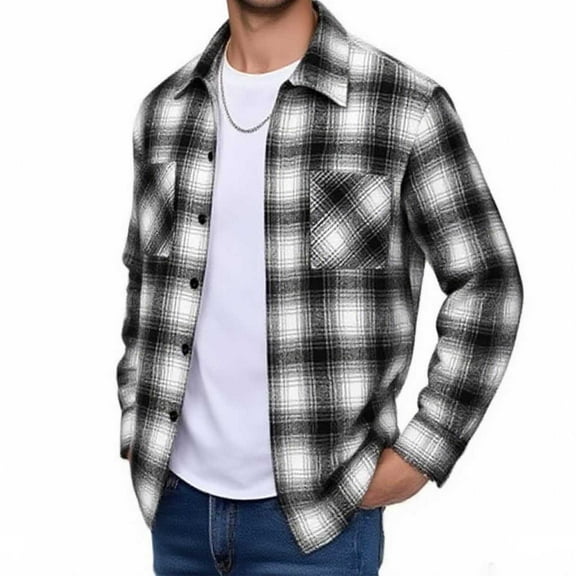 Donemore Men's Casual Vintage Collar Long Sleeve Shirt - Classic Button-Up Design for Daily Wear, Retro Loose Fit Blouse for Urban Commute