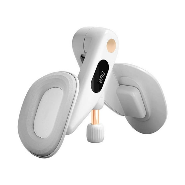Postpartum Recovery Kegel Trainer for Home Use - Adjustable Leg Shaping Device with LED Display, Durable ABS Material, and Built-in Battery in Grey and White