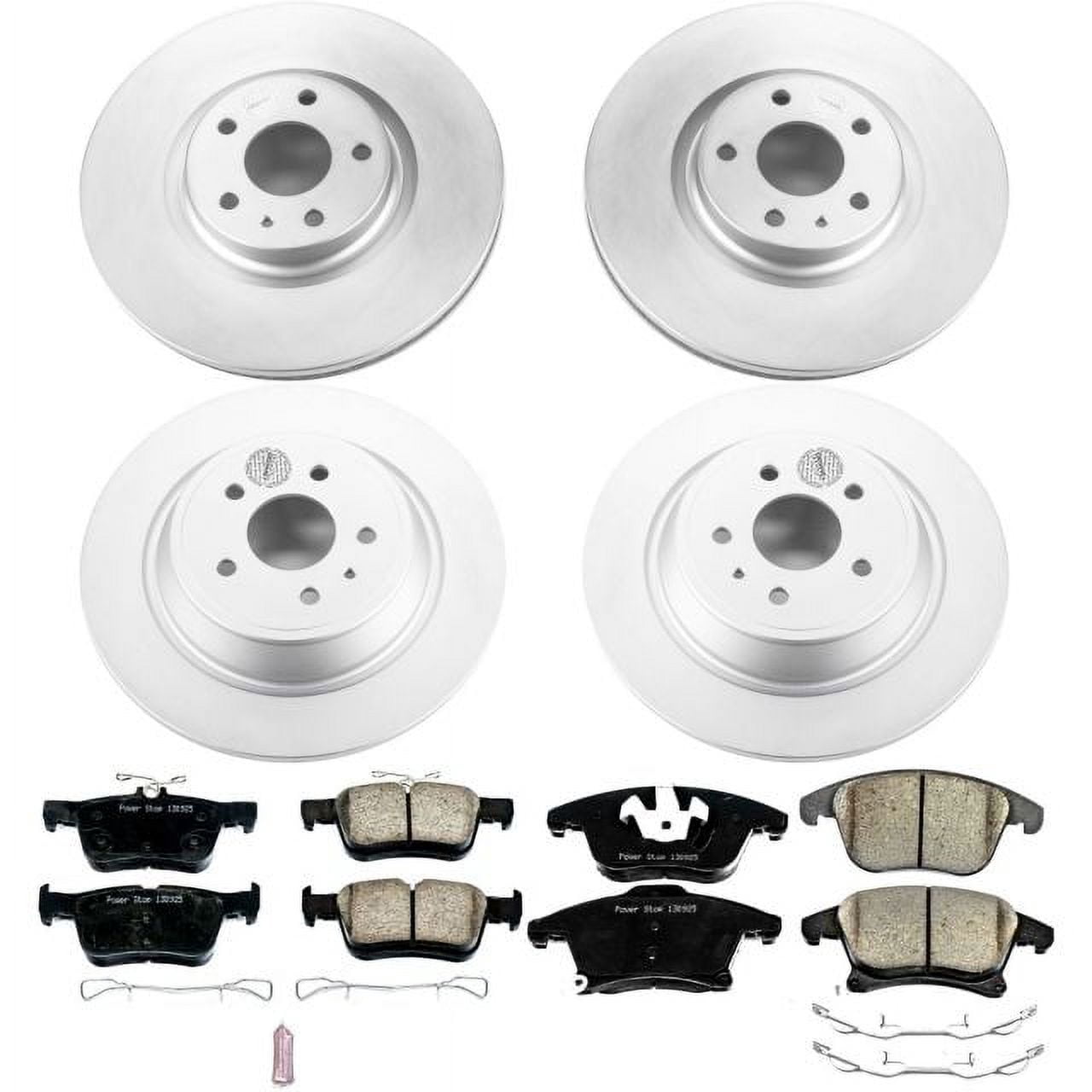 PowerStop Front and Rear Geomet Coated Brake Rotor and Pad Kit Fits: FORD LINCOLN Select Models CRK6815