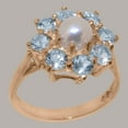 thumbnail image 2 of LBG British Made 18k Rose Gold Cultured Pearl & Aquamarine Womens Statement Ring - 33 size options - Size 8.25, 2 of 6