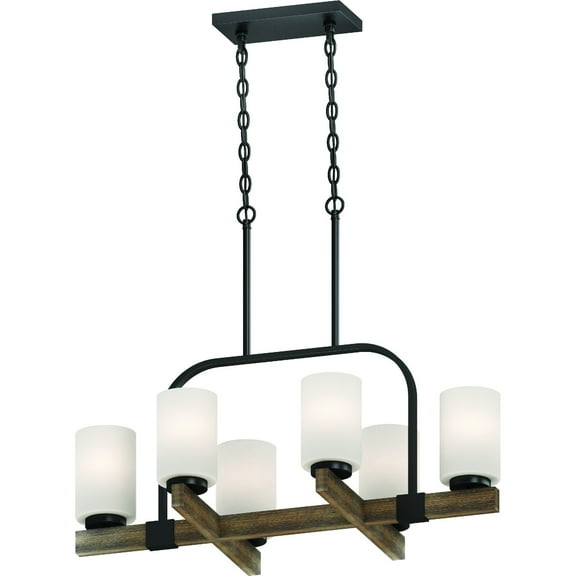 Volume Lighting 4536 Tara 6 Light 16" Wide Pillar Candle Chandelier - Wood