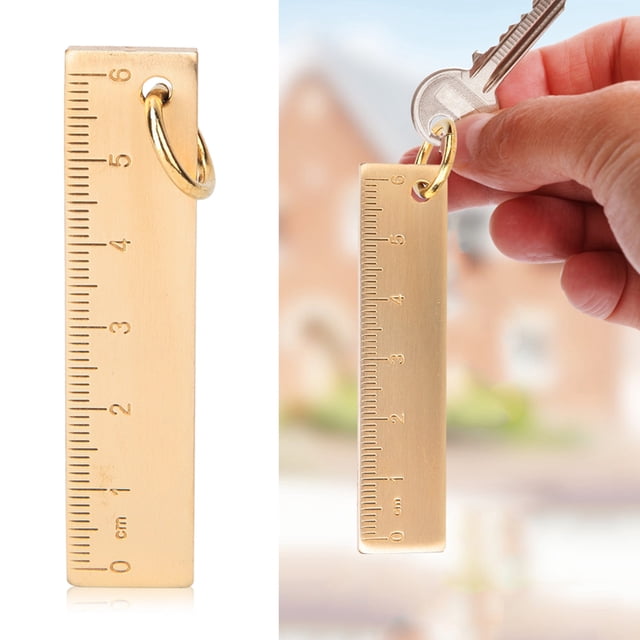 6cm Mini Brass Ruler 3mm Thick Brass Plate Ruler Pendants with Scale for Measuring Small Objects