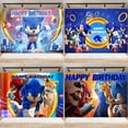 thumbnail image 2 of Fondo de decoración para fiesta de cumpleaños con temática de dibujos animados de Sonic azul, suministros para fotografía de recuerdos de fiesta de cumpleaños de bebé niño, 2 of 5