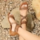 thumbnail image 4 of Sandalias planas romanas de verano con puntera abierta, sandalias de playa con tiras, zapatos para caminar para mujer, 4 of 9