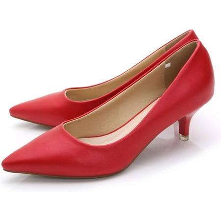 

Pfhytec LU Pumps Shoes for Women Low Heels Wedding Dressy Sexy Kitten Heels Closed Pointed Toe Pumps Shoes