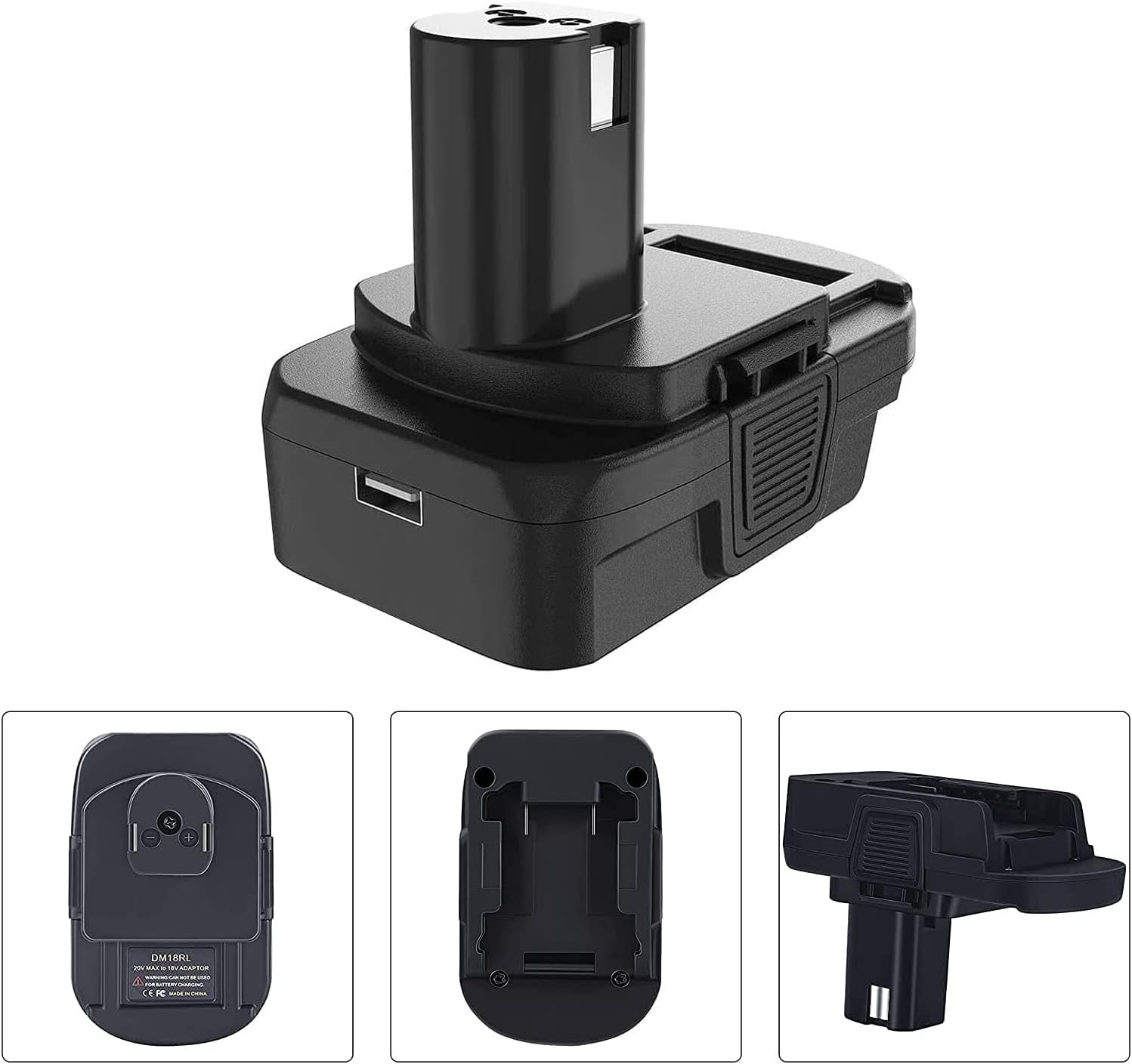 DM18RL Battery Adapter for De+wa+lt for Mil+wau+kee 20V/18V Li-Ion Battery Convert to for Ryo+bi 18V P108 ABP1801 Battery with USB Port
