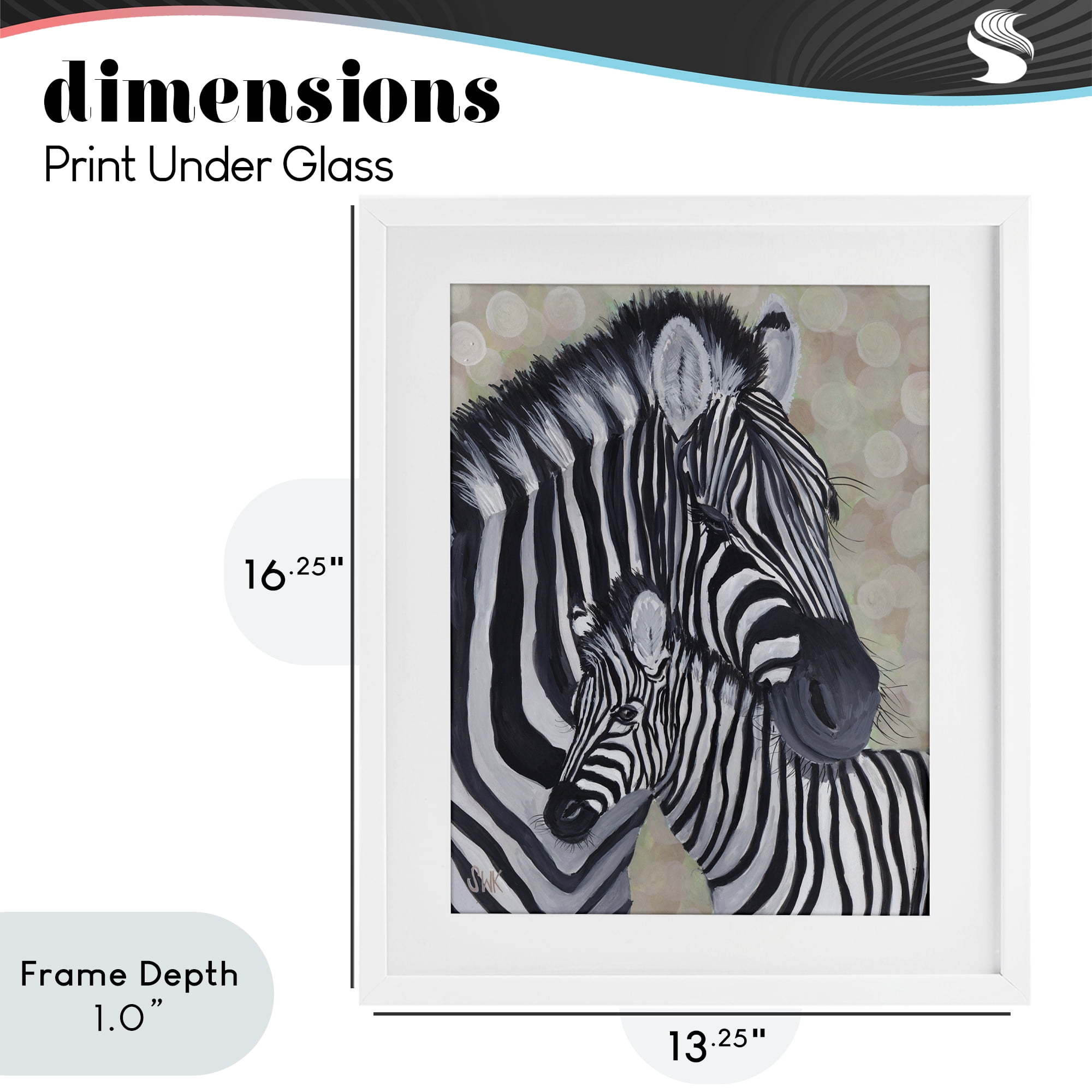 Stupell Industries Mama Zebra & Her Foal White Framed Print Under Glass, design by Sarah Waldron Kimball