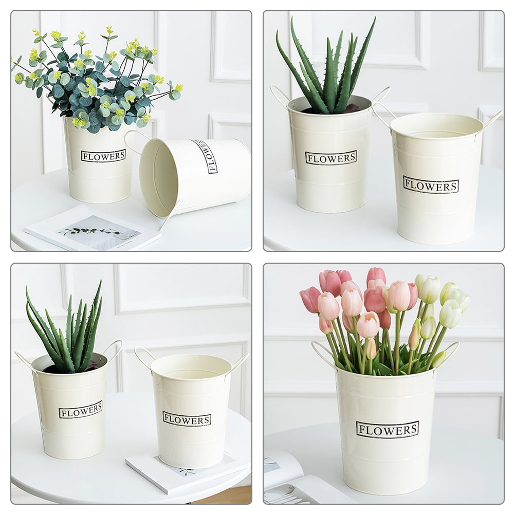 Hemoton Iron Plants Flower Pot Binaural Flower Planter Gardening Art Planting Flower Pot
