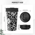 thumbnail image 3 of Gukieu Metallic Gears Print Insulated Coffee Cup, Portable Stainless Steel Vacuum Cup with Lid, Unisex, Suitable for Office, Cafe, Car, 3 of 8