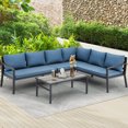 thumbnail image 4 of AECOJOY 7 Pieces Aluminum Patio Furniture Set on sale Patio Conversation set For Outdoor with Navy Cushions, 4 of 10