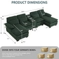 thumbnail image 3 of 124" U-Shaped Modern Sectional Sofa w/ Console, Cup Holders & Pillows,  Comfortable Seating, Boneless Couch for living room, 3 of 9