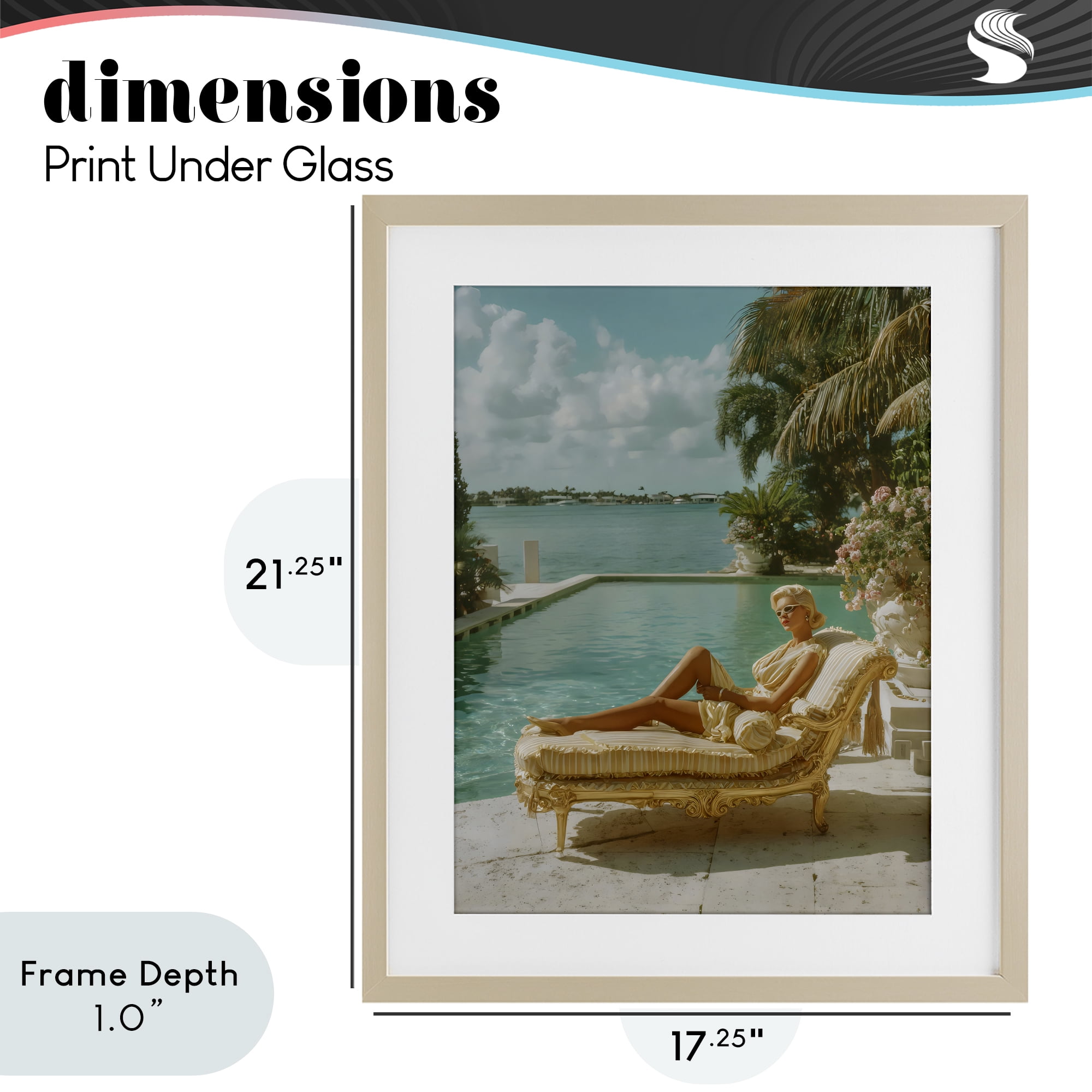 Stupell Industries Vintage Poolside Woman Birch Framed Print Under Glass, design by Franklyn Gregory