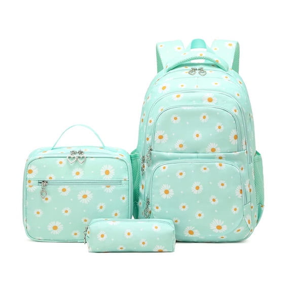 Set de mochilas EKUIZAI con estampado de margaritas para niñas con lonchera y estuche para lápices