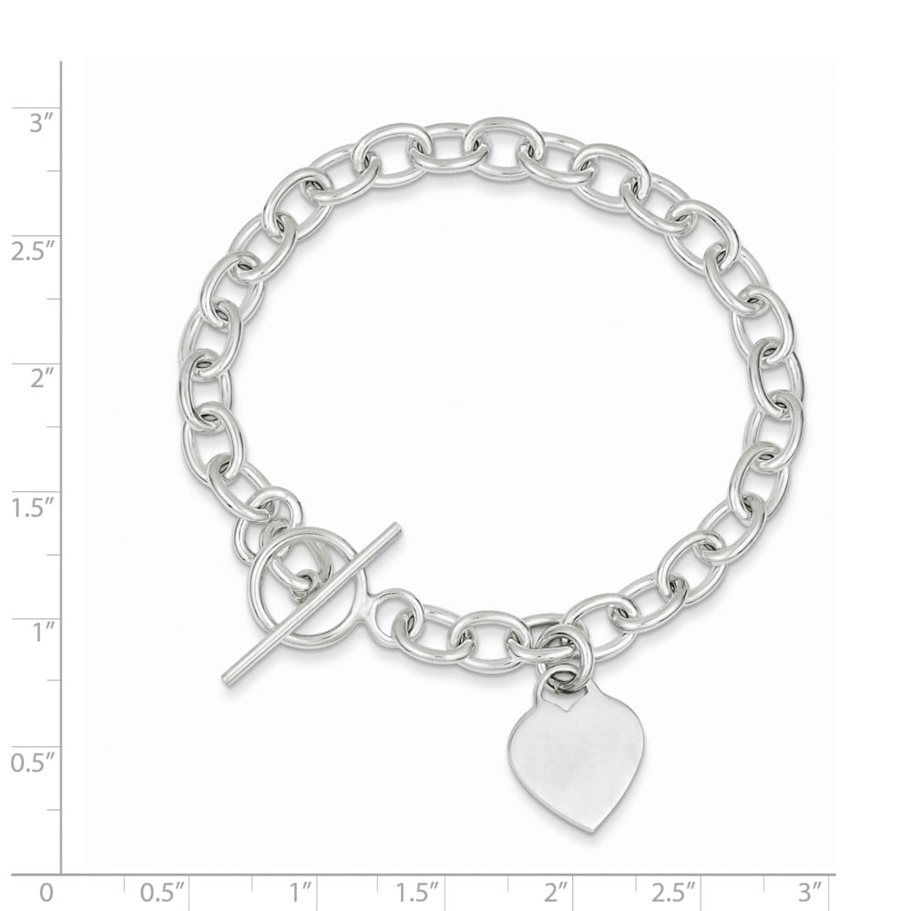 Sterling Silver Dangling Engraveable Heart Charm Bracelet QG1461