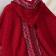 thumbnail image 4 of SWSMCLT Women's V Neck Cardigan Sweaters Hooded Fall Warm Lightweight Cardigan Shawl Cape Poncho Knit Oversized Red Small-X-Large, 4 of 5