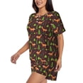 thumbnail image 2 of Daiia Fox In Forest Pattern Womens Pajama Sets Short Sleeve Pajamas for Women Sets Soft Lounge Sets Casual Round Neck Sleepwear PJS-Small, 2 of 7
