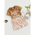 thumbnail image 2 of Toddler Baby Boy Summer Clothes Checkerboard Plaid Short Sleeve T-Shirt Tops Elastic Waist Shorts Set Boy Outfits, 2 of 7