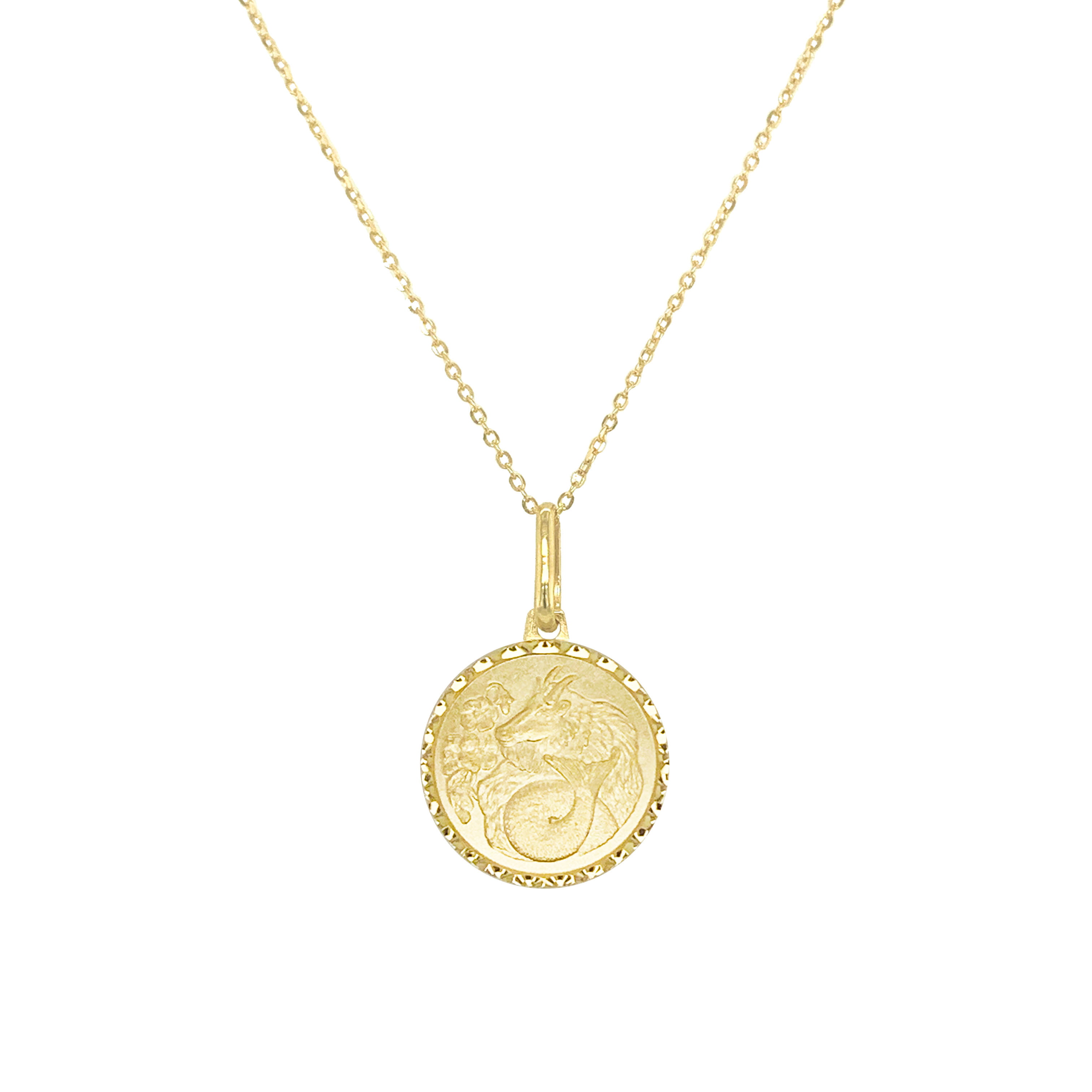 14k Yellow Gold Zodiac Libra Pendant Rope Chain Necklace
