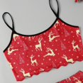 thumbnail image 5 of LILIYA Women 2 Piece Halloween Pajama Set Cute Print Round Neck Spaghetti Strap Ruffle Crop Top Shorts Loungewear Sleepwear, 5 of 6