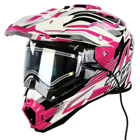 Snow Master Helmets Snow Master TX-27 White Pink DS Snowmobile Helmet Pink (Best Womens Snowmobile Helmet)