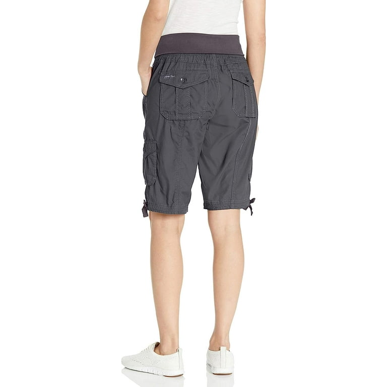 Calvin Klein Womens Jersey Rollover Waistband Cargo Bermuda Shorts