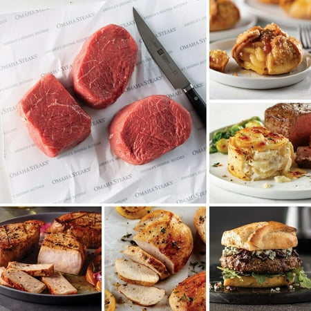 Omaha Steaks Steakhouse Favorites Package (4x Top Sirloins, 4x Pork Chops, 4x Chicken Breasts, 4x Scalloped Potatoes, 4x Filet Mignon Burgers, 4x Scalloped Potatoes, 4x Tartlets, 1 jar Seasoning)