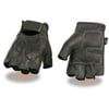 Milwaukee Leather Men's Flame Embroidered Fingerless Glove w/ Gel Palm