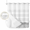 thumbnail image 2 of Grey Stripe No Hook Shower Curtain Waterproof, Bathroom Curtains with Snap in Liners and See Through Top Window, Modern Abstract Monochrome Geometric Hotel Style Bathtub Curtains Shower 66"Wx72"L, 2 of 8