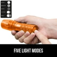 thumbnail image 4 of GORILLA GRIP LED Tactical Flashlight, 750 FT High Lumens 5 Adjustable Modes, Water Resistant, Orange, 4 of 9