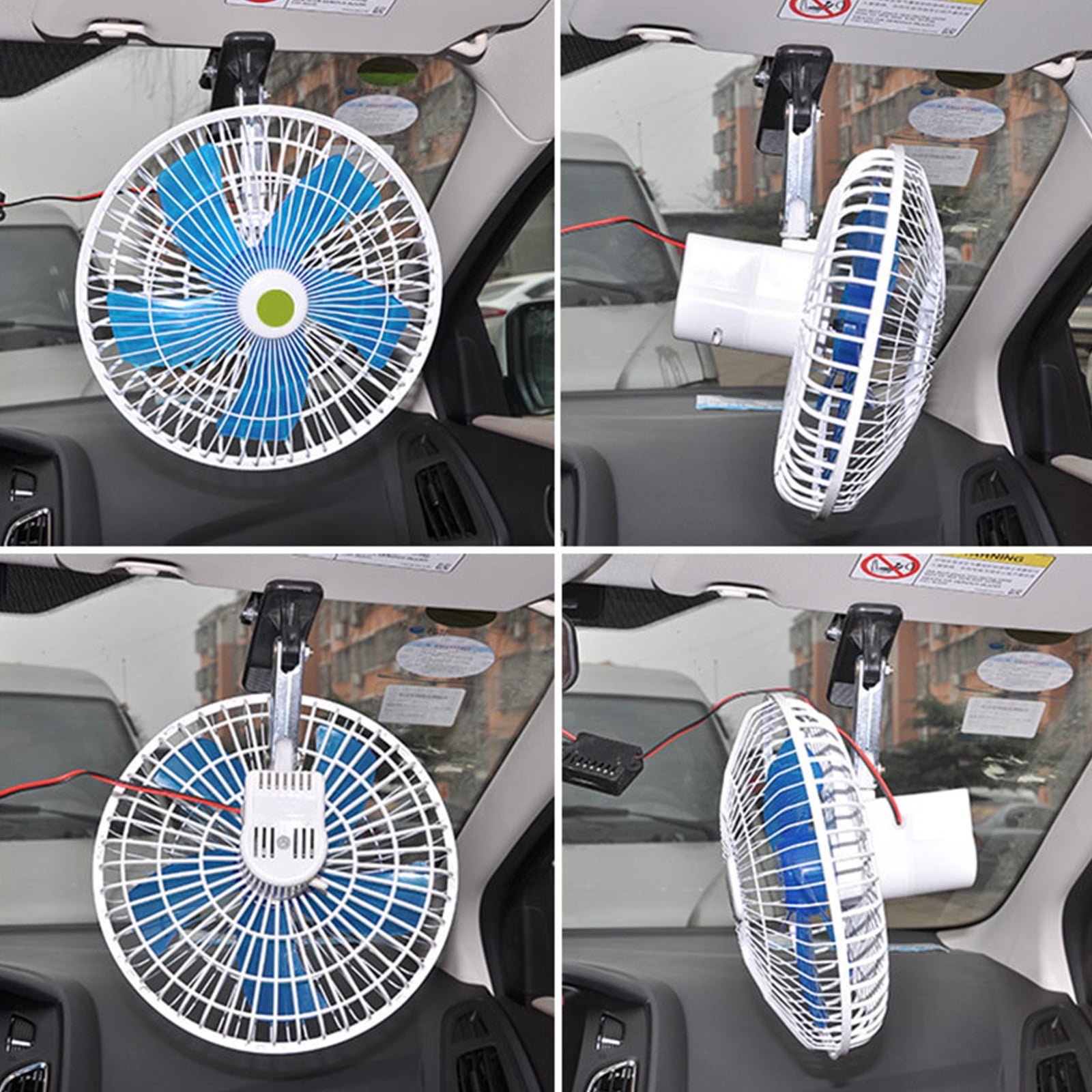 Portable Car Fan for Front Rear Seat, 24V 12V Electric Cooling Gadgets with Clip and Plug, Air Cooler