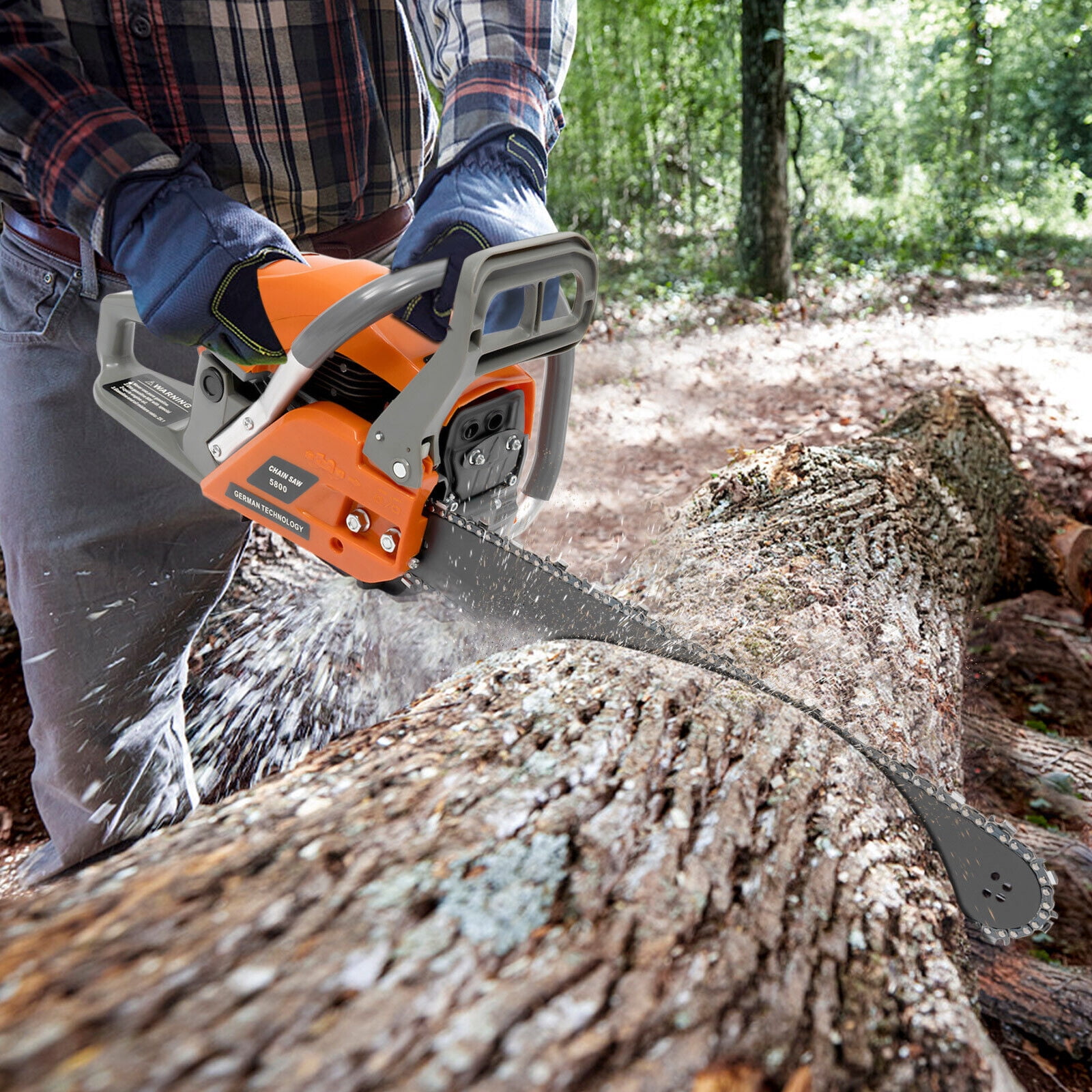 22 Inch Gas Powered Chain Saw, 2.4KW 52CC Gasoline Chainsaws with Bar Cover, 2-Cycle Power Chain Saw for Wood Cutting and Tree Pruning
