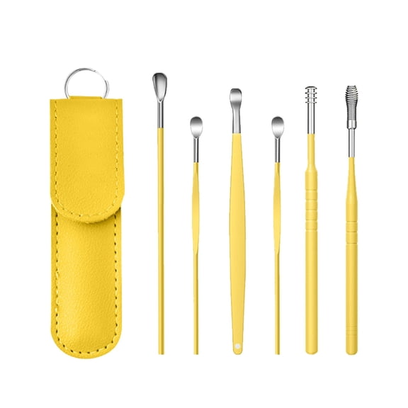 Stainless Steel Ear Picks, 6 Pcs, Dark Green with Leather Caseinnovative Spring Earwax Cleaner Tool Set, 6Pcs 360°Spiral Design Earwax Removal Tools, Ear Wax Removal Kit Ear Cleani Makeup Organizers