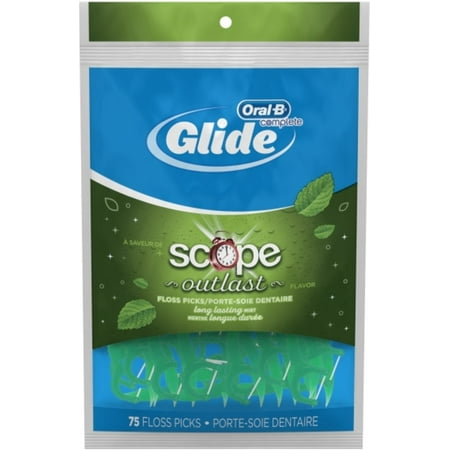 Glide Floss Mint - Glide Plus Scope Outlast Floss Picks Long Lasting Mint 75 Each (Pack of 3)