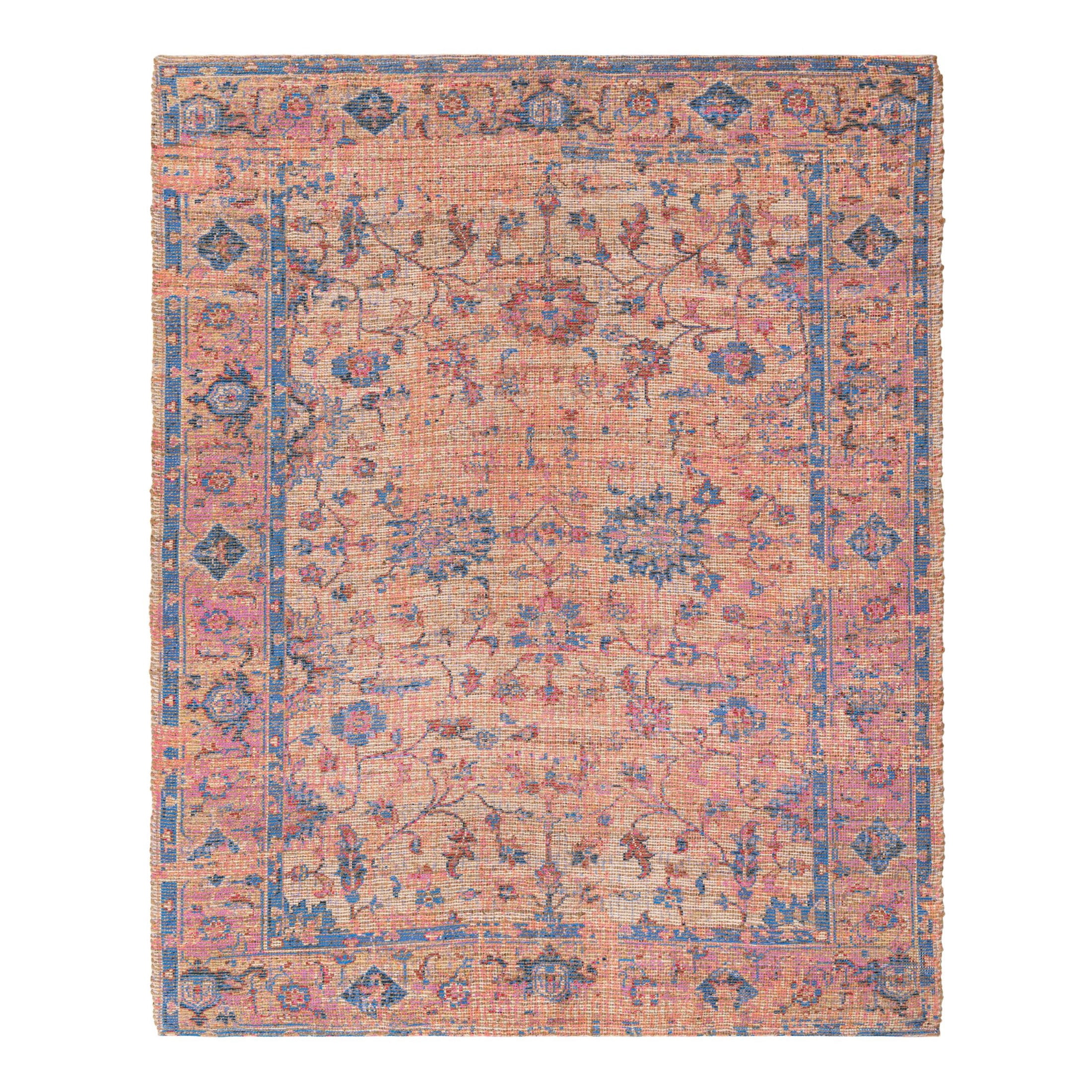Unique Loom Chenille Jute Collection Area Rug - Laxmi (7' 10" x 10' Rectangle Peach pink/Beige)
