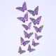 thumbnail image 2 of Pegatinas de pared de mariposas huecas en 3D, de imitación de metal morado brillante, para decoración de pared de sala de estar, 2 of 5