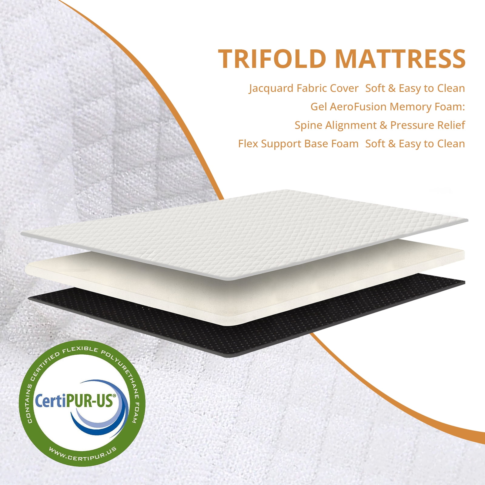 Simenmax Tri-Fold Memory Foam Mattress, 4 inch Single Folding Mattress