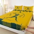 thumbnail image 3 of Homewish Ball Sports Athlete Full Size Sheets, Cartoon Baseball Player Bed Sheets, Teen Kid Child Sheet Sets, Yellow Green Breathable Home Decor, 4-Piece, 3 of 7