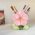 thumbnail image 5 of Gmogad Chinoiserie Ceramic Pen Holder 4.8" Multi-Functional Makeup Brush Pot Cute Flower Design Desk Organizer for Office Home Decor, 5 of 6