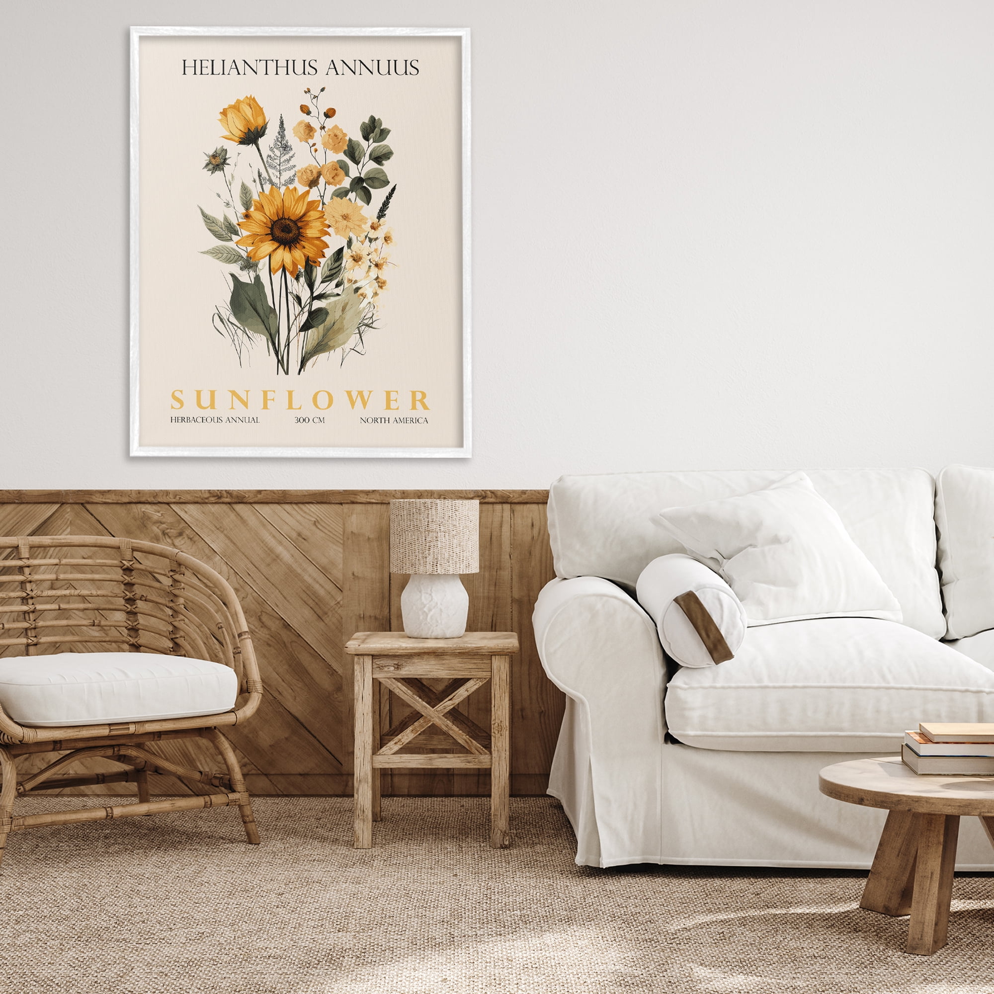 Stupell Industries Natural Sunflower Bundle White Framed Giclee Art, design by Christopher Giampietro