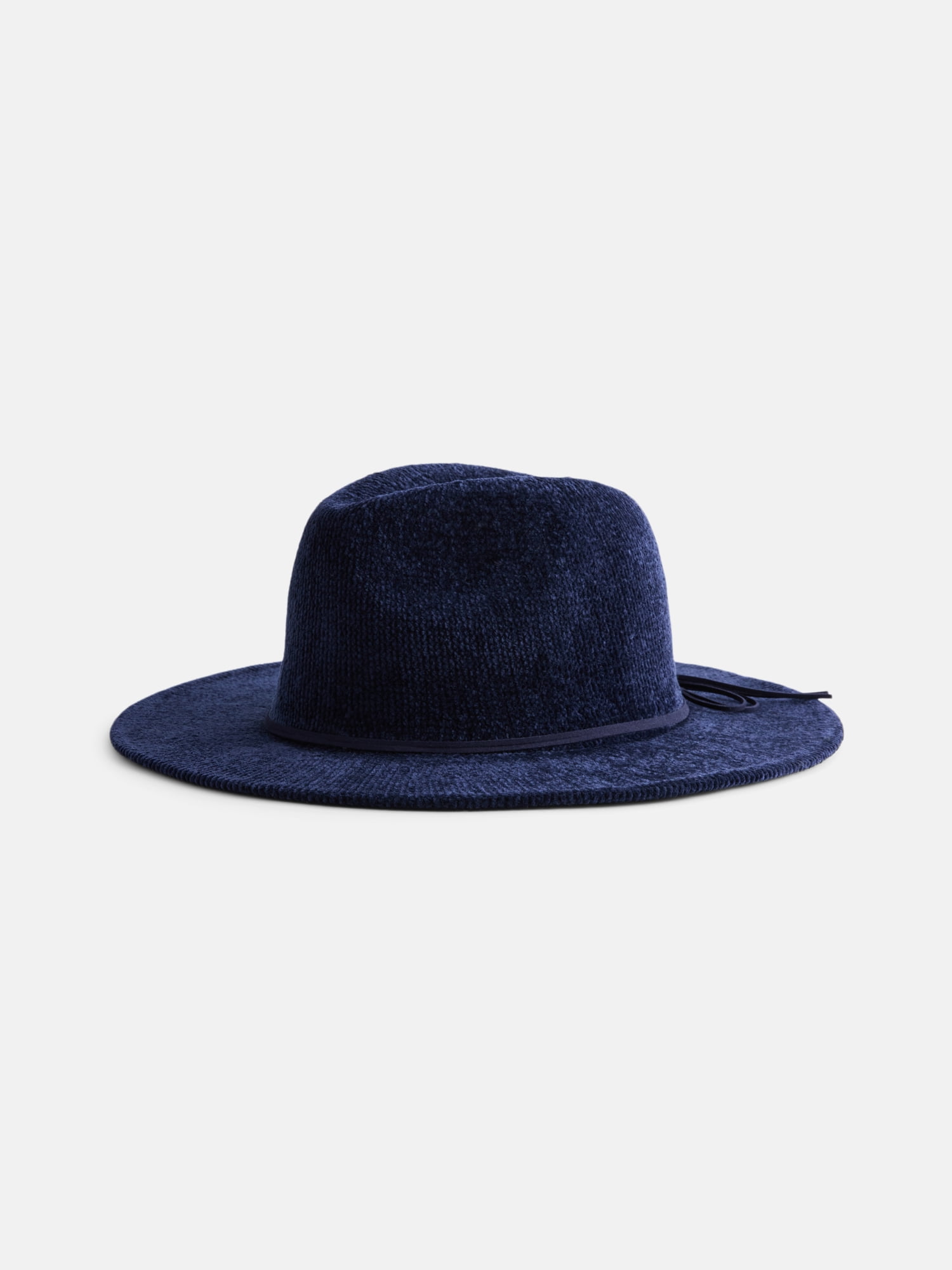 Time and Tru Women's Chenille Fedora with Trim, Navy
