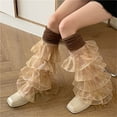 thumbnail image 5 of Generic Women'S Plush Knee-High Leg Sleeves Women's Gyaru Fluffy Leg WarmersGoth Leg Warmers Rib Knit Lolita Girls Boot Socks Ladies Fuzzy Knee-High Leg Warmers, 5 of 5