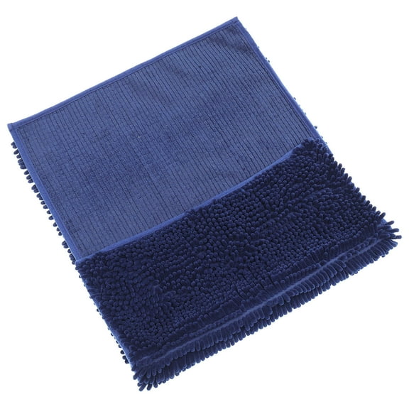 SEWCHICS Navy Polyester Bathroom Floor Mat Nonslip Bathtub Rug with Comfortable Cushion