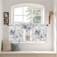 thumbnail image 3 of Blue White Floral Tier Curtains, Botanical Garden Flowers Leaves Light Filtering Kitchen Curtains, 2Pcs Rod Pocket Half Window Treatments Panels for Sink Cafe Cabinet Camper 27.5x24 Inches, 3 of 9